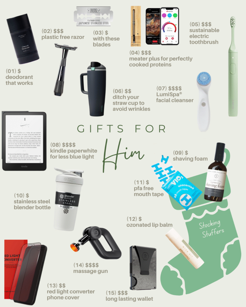 Eco-friendly and wellness-focused gifts for him — natural grooming, fitness and mindfulness tools, and sustainable gear.